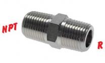 Double nipples with G-thread and NPT-thread