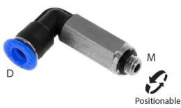 Knie-Steck-Einschraubkupplung lang mit O-Ring, 4mm, M5, mini - Abmessungen