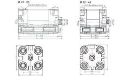 Compact cylinders, double -acting, unitop - Pneuarts drawing