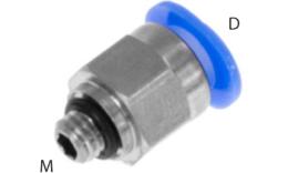 Rechte push-in inschroefkoppeling, 6mm, M5, mini - afmetingen