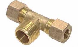T-threaded compression fitting with conical external thread