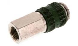 Quick coupling (green sliding sleeve) NW5 with inner thread, brass nickel -plated (MSV)