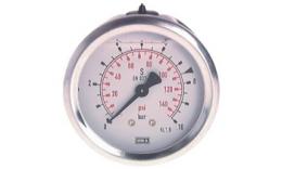 Glyzerin Manometer horizontal Ø 63 mm Chromnickelstahl - Messing, Klasse 1.6