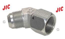 45 ° screw-in knee with JIC thread Galvanized steel