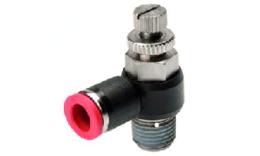 Elbow one-way flow control, supply air flow controlling, cylindrical thread