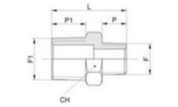 Dimensions Double mamelons avec filetage conique