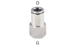 Stainless steel push-in straight screw-on coupling - dimensions