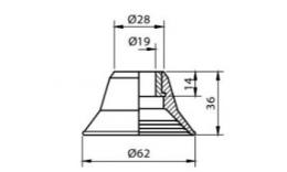 Flachsaugne -Tasse etwa 62 mm mit gebauter Anpassung