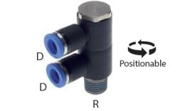 Divisor de banjo de rodilla hilo cónico de 2 posiciones - dimensiones