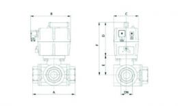 Robinet à tournant sphérique à 3 voies avec dessin de commande électrique