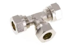 T-screwed connection,15 L tube (M22x1,5), nickel plated brass