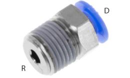 Rechte push-in inschroefkoppeling, 4mm, conische draad, mini - afmetingen