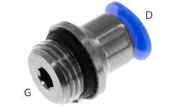 Raccordo a vite push-in diritto, 4mm, G 1-8, O-ring, mini - dimensioni Raccordo a vite push-in diritto, 4mm, G 1-8, O-ring, mini - dimensioni