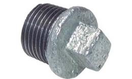 Plug with external square and conical thread. Galvanized iron