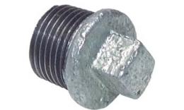 Plug with external square and conical thread. Galvanized iron