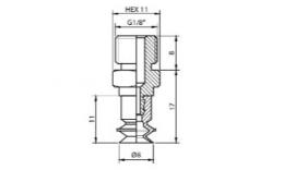 Balg zuignap, 8 x 25mm NIT/NBR