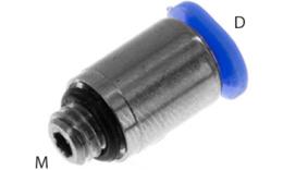 Złączka wkręcana wciskana prosta, 3mm, M5, O-ring, mini - wymiary Złączka wkręcana wciskana prosta, 3mm, M5, O-ring, mini - wymiary