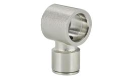 Knee push-in banjo house, Nickel-plated brass