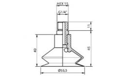 Vacuum cup set, diameter 56 mm met R 1/4" binnendraad**