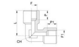 Dimensions Coude 90 ° avec filetage intérieur