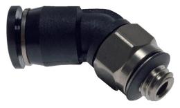 IQS - Knie push-in inschroefkoppeling 45 graden O-ring mini