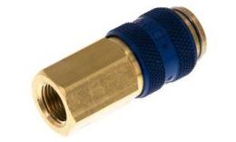 Quick coupling (blue sliding sleeve) NW5 with inner thread, brass (MS)