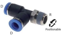 L push-in inschroefkoppeling met conische draad - afmetingen