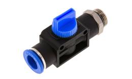 3-2-way valves with cylindrical external thread and push