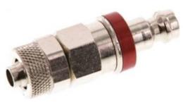 Double -sided Lockable Coupling plug (Red sliding sleeve) NW5 with Wartel nut, brass nickel -plated (MSV)
