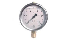 Glycerine pressure gauge vertical Ø 100 mm chrome nickel steel, class 1.0