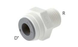 Straight push-in coupling, R-thread, food (inch) - dimensions