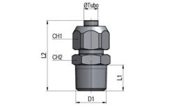 Straight touch fittings, conical thread - drawing
