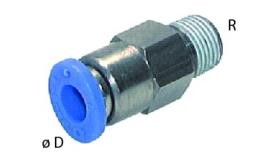 Straight push-in coupling with shut-off valve, self-closing