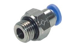 Straight push-in coupling with shut-off valve, self-closing