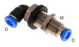 IQS - Knee bulkhead grommet plug-in coupling mini - dimensions
