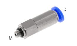 Straight push-in coupling with M-thread and shut-off valve - dimensions Straight push-in coupling with M-thread and shut-off valve - dimensions