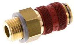 Quick coupling (red sliding sleeve) NW5 with external wire, brass (MS)