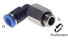 Knee push in screw-in coupling long o-ring - dimensions