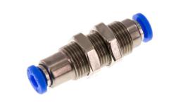 Bulkhead coupling with push-in shut-off valve