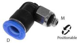 Złączka kolanowa wkręcana O-ring, 6mm, M5, mini - wymiary Złączka kolanowa wkręcana O-ring, 6mm, M5, mini - wymiary