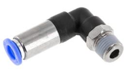 Knee push-in coupling with shut-off valve, tapered thread, self-shut-off