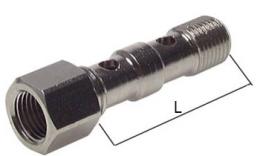 Banjo bolt hollow screw double with internal thread - Brass nickel-plated