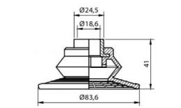 Vacuum cup set, diameter 85 mm met R 3/8" binnendraad