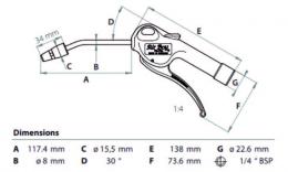 Luchtblaaspistolen 1-4 BSP female, venturi nozzle - Air-Boy_tekening