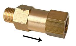 Non-return valve, brass, up to 16 bar, external thread flow direction x female thread