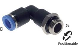 Attacco a vite push-in a ginocchio lungo O-ring posizionabile - dimensioni