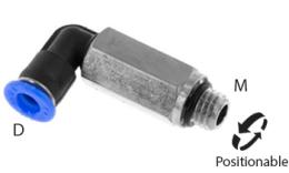 Giunto a vite a ginocchio push-in lungo con O-ring, 4mm, M7, mini - dimensioni