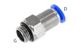 Accouplement droit enfichable avec vanne d’arrêt, filetage cylindrique, auto-arrêt - dimensions