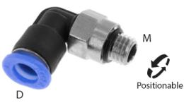 Knee push-in screw-in coupling O-ring, 6mm, M7, mini - dimensions Knee push-in screw-in coupling O-ring, 6mm, M7, mini - dimensions