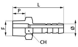 Drawing Threaded nozzle with tapered thread